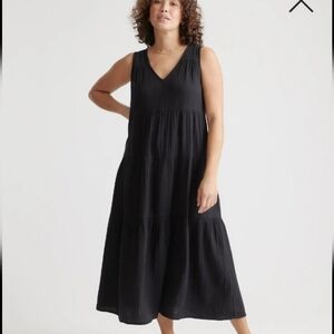 Quince 100% Organic Cotton Gauze Tiered Maxi Dress